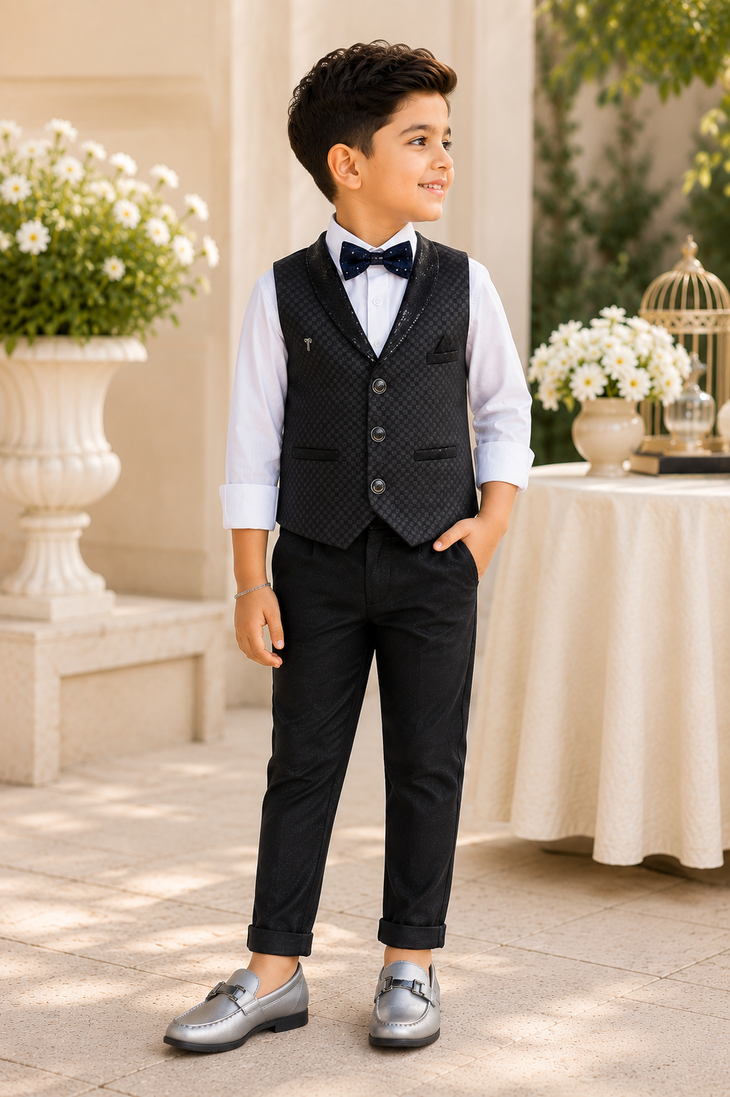 Waistcoat with satin-style lapels