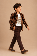 Brown and black striped Jacket Suit