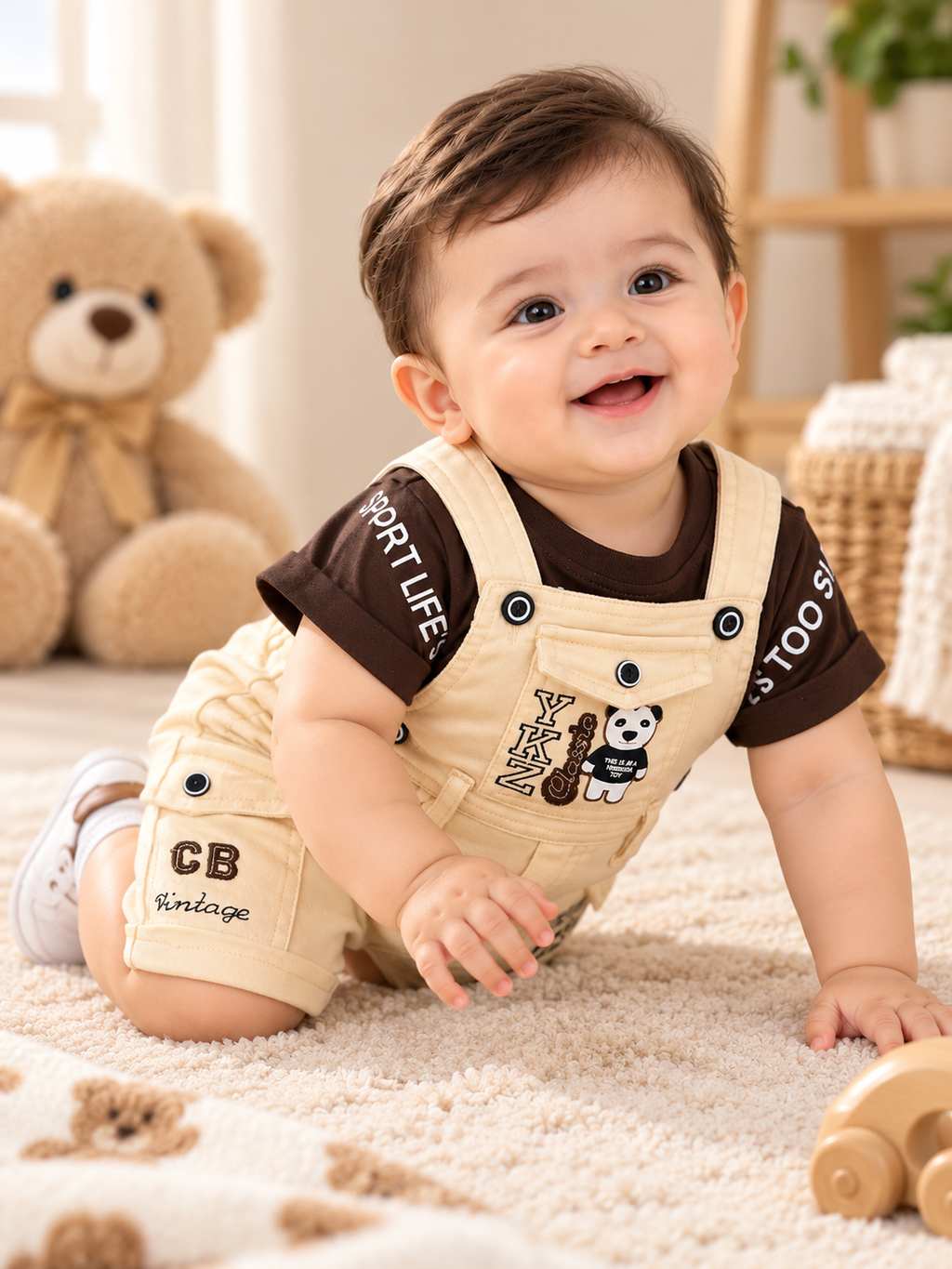 T-Shirt & Dungaree Shorts Set