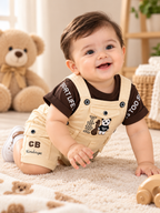 T-Shirt & Dungaree Shorts Set