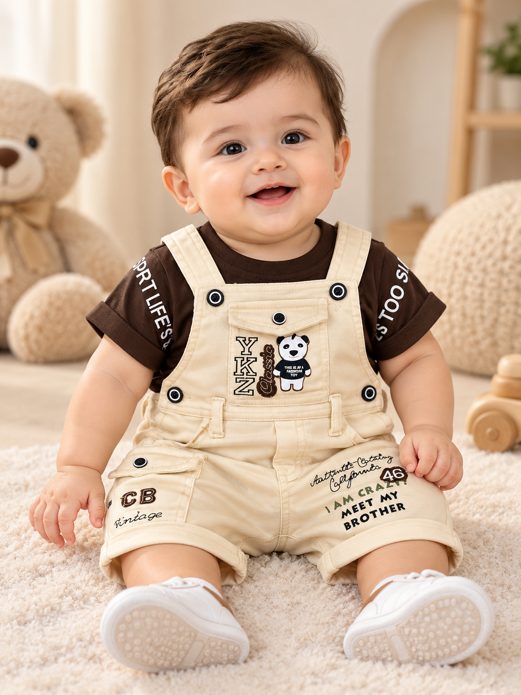 T-Shirt & Dungaree Shorts Set