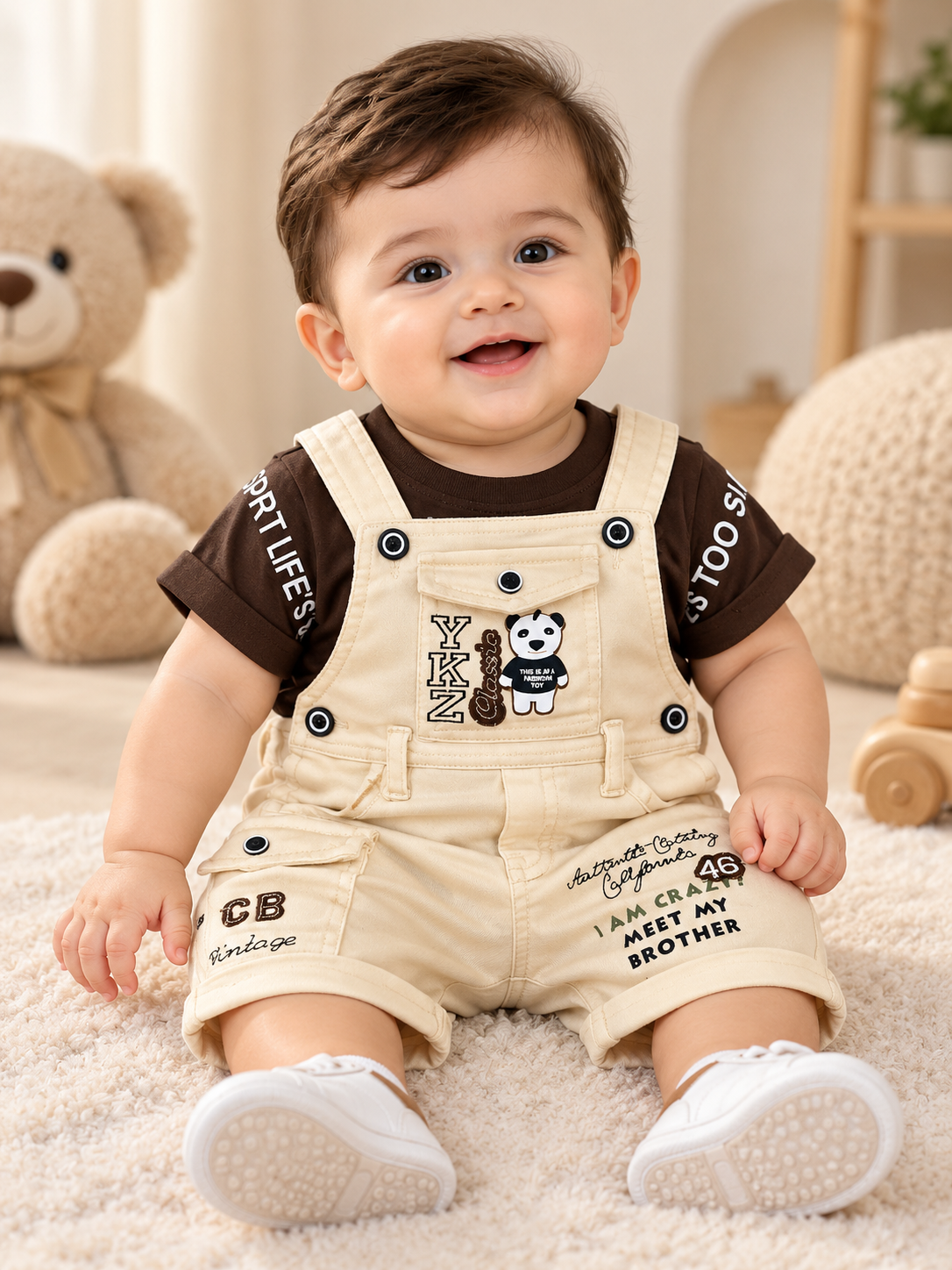T-Shirt & Dungaree Shorts Set