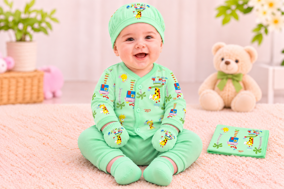 Baby Unisex Giraffe Print 8 Piece Gift Set