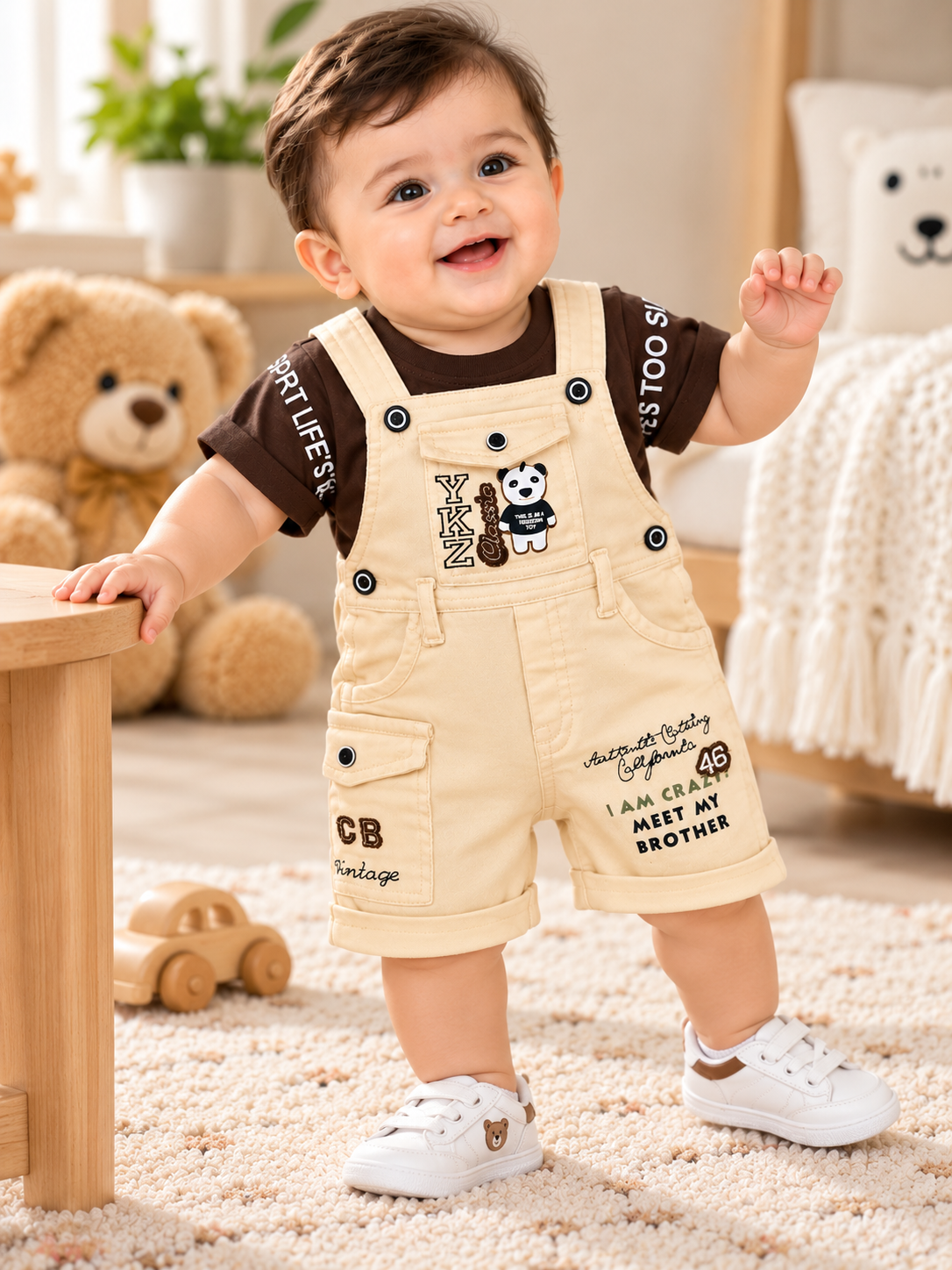 T-Shirt & Dungaree Shorts Set