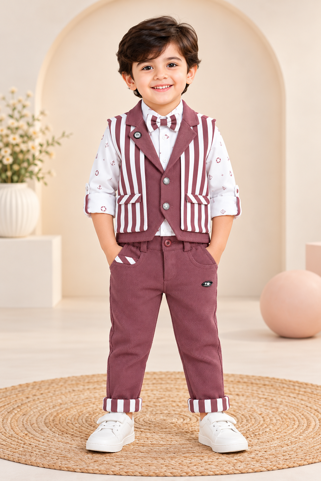 Waistcoat Set with Shirt, Trousers & Cap