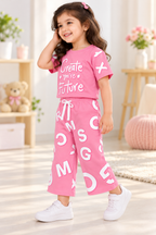 Girls Graphic Print T-Shirt & Pajama Set