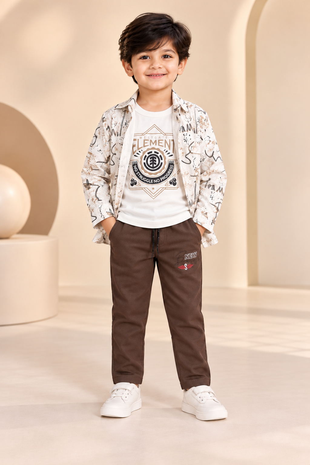 Shirt with T-Shirt & Trousers