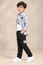Checkered Shirt & Cargo Pant Set