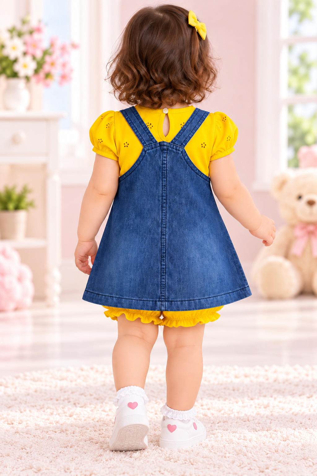 Denim Suspender Skirt Set