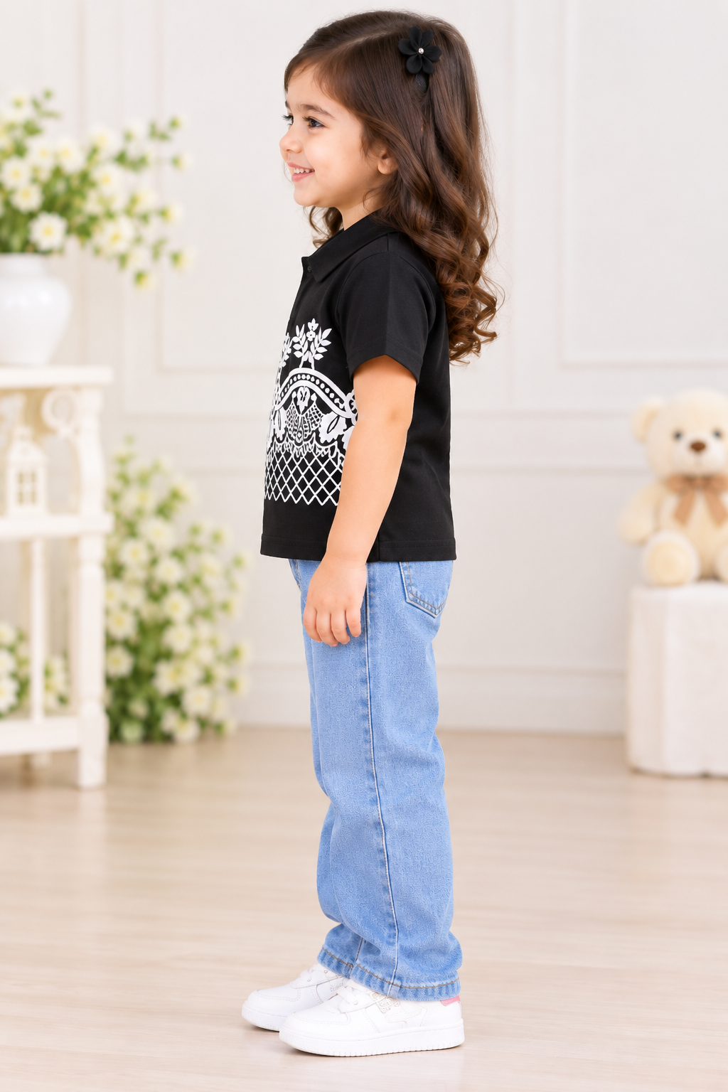 Girls Printed Polo T-Shirt